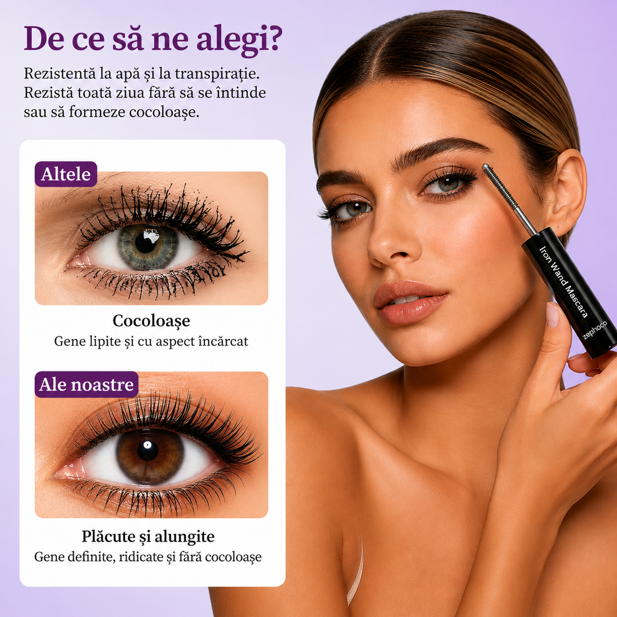 Mascara Waterproof – Gene cu Efect de Laminare
